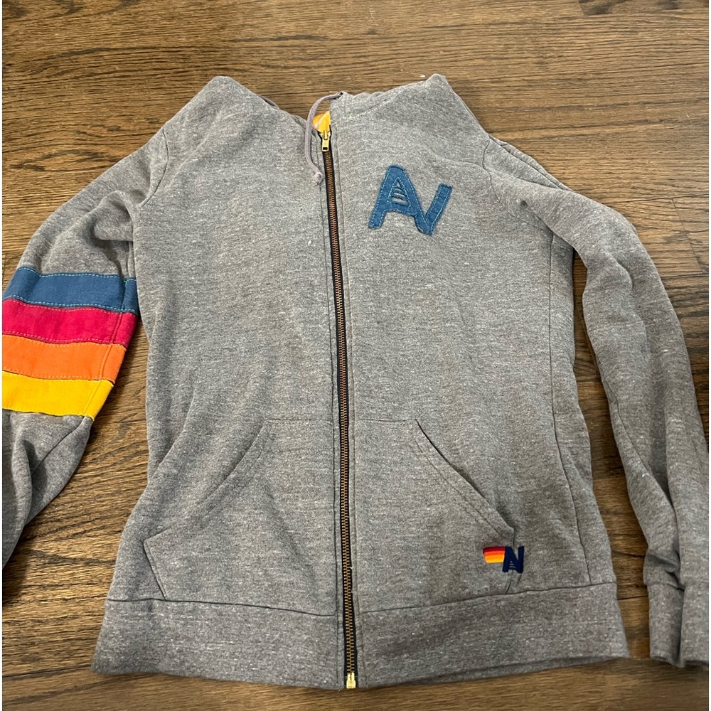 Gray aviator nation zip up hoodie